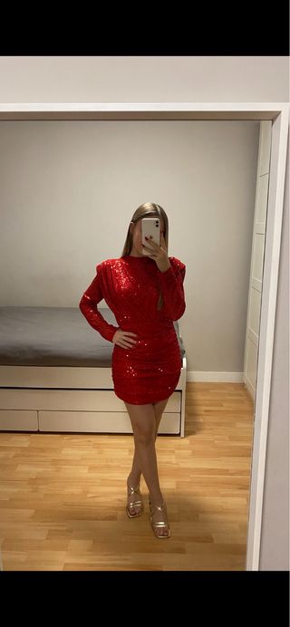 Vestido rojo lentejuelas