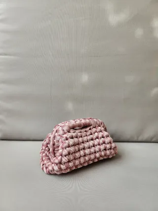 Borsa clutch rosa velluto brillantinato