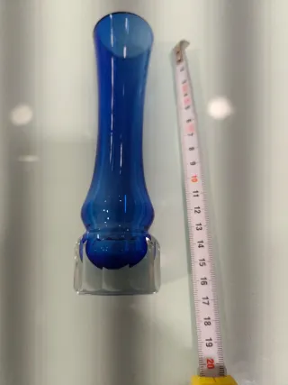 Jarrón Vintage Cristal Azul Cobalto