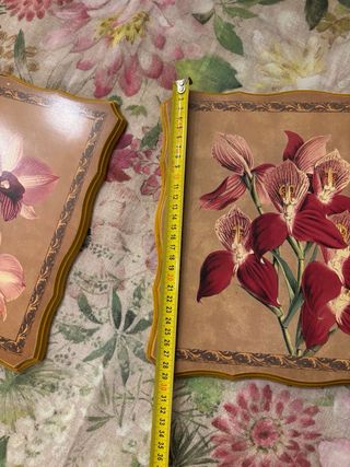 Coppia quadri in legno con orchidee