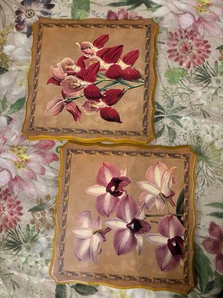 Coppia quadri in legno con orchidee