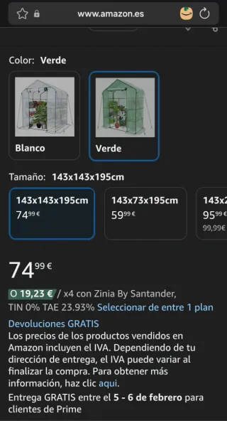 Invernadero Jardín Vivero Casero 143x143x195cm