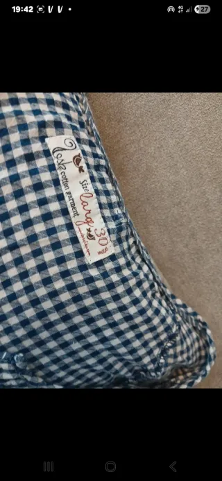 Camisa Bershka cuadros azul y blanco