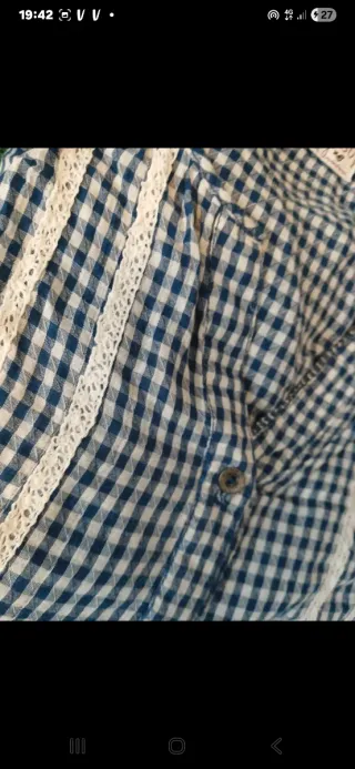 Camisa Bershka cuadros azul y blanco