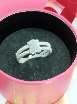 Anillo  Plata Doble Icon Mesh motivo  Oso Corazón