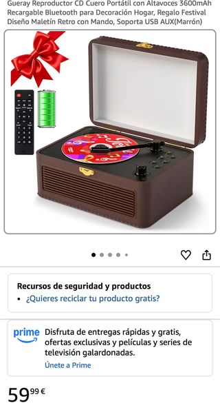 NUEVO Reproductor CD Portátil Marrón