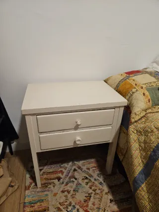 Mesita de noche de madera blanca 50x33x55