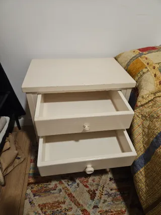 Mesita de noche de madera blanca 50x33x55