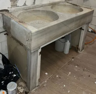 Fregadero Mármol Doble Seno Antiguo 170x54