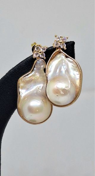 Pendientes Perla Barroca con Circonitas