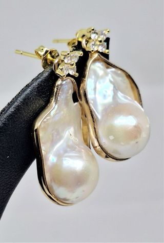 Pendientes Perla Barroca con Circonitas