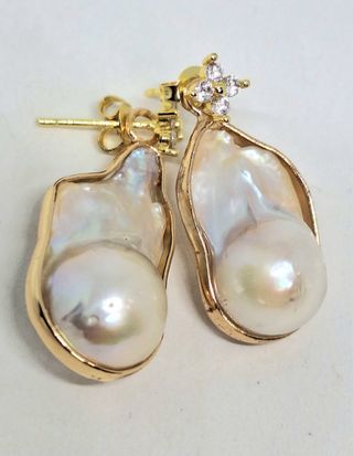 Pendientes Perla Barroca con Circonitas