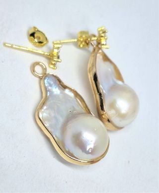 Pendientes Perla Barroca con Circonitas