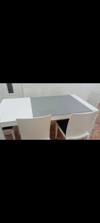 Mesa comedor y 6 sillas cristal y madera
