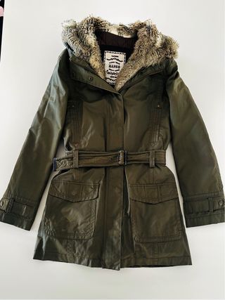 Parka Mango Verde Militar con Capucha