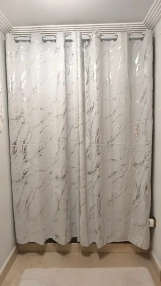 Cortinas Poliéster Gris Perla y Plata con anillas