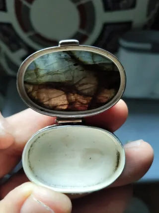 Pastillero antiguo Plata Ley 925 Labradorita S.XIX