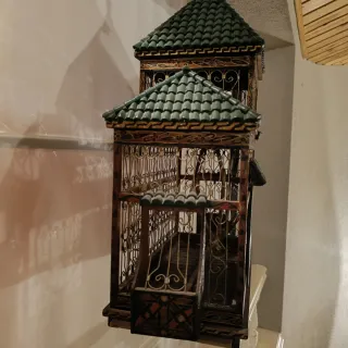 Preciosa Jaula Decorativa, policromada a mano