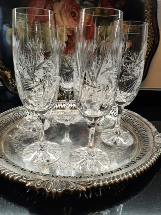 Copas de champán cristal tallado Zawiercie