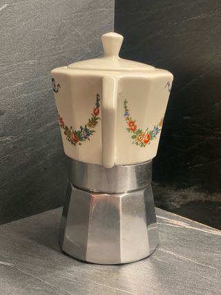 Caffettiera Moka Vintage Ceramica - Decoro Floreal