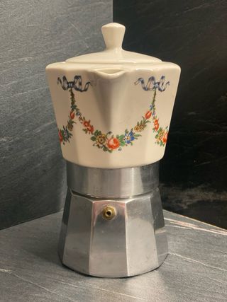 Caffettiera Moka Vintage Ceramica - Decoro Floreal