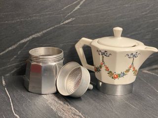 Caffettiera Moka Vintage Ceramica - Decoro Floreal
