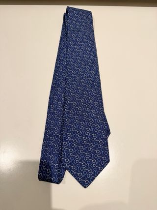 Corbata Hermés Azul con Dibujo