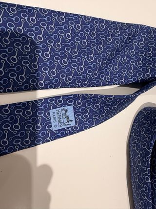 Corbata Hermés Azul con Dibujo