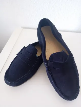 Zapatos comunión Mocasines Ante Azul