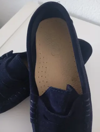 Zapatos comunión Mocasines Ante Azul