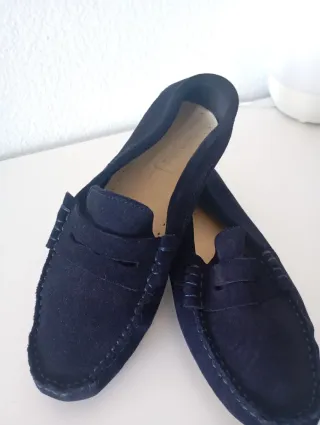 Zapatos comunión Mocasines Ante Azul