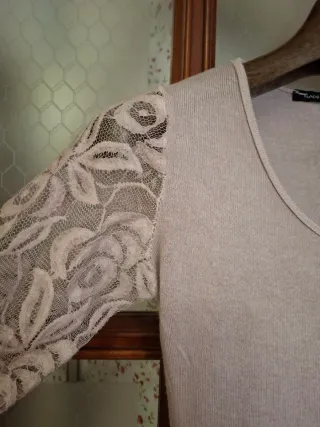 Maglione donna manica lunga pizzo