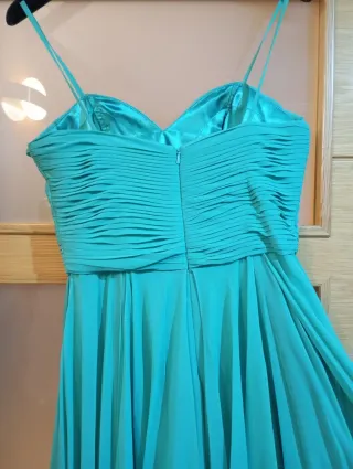 Vestido largo fiesta vuelo turquesa