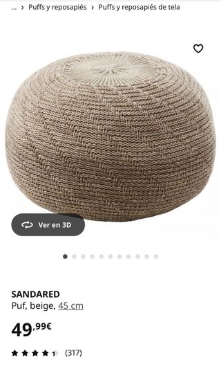Puf redondo tejido Ikea beige y marrón