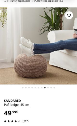 Puf redondo tejido Ikea beige y marrón