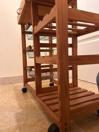 Carrito Auxiliar Madera Cocina Ruedas