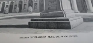 Grabado a Buril Estatua de Velázquez Museo del Pra