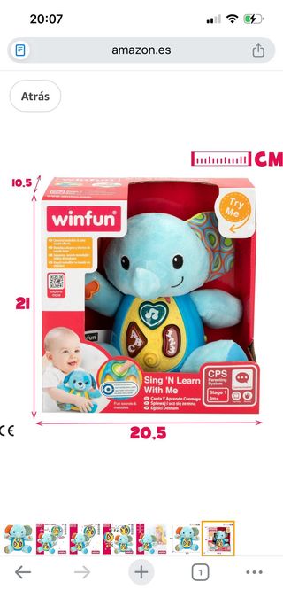 Peluche Elefante Musical Luces y Sonidos