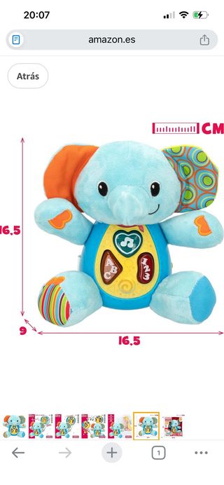 Peluche Elefante Musical Luces y Sonidos