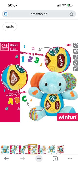 Peluche Elefante Musical Luces y Sonidos