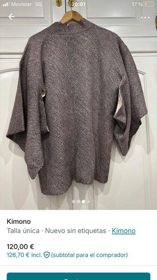 Kimono Talla Única Negro Marrón