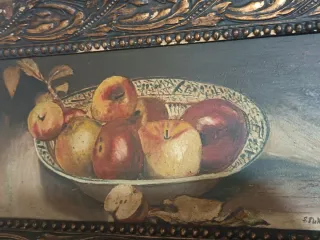 Cuadro bodegón antiguo manzanas