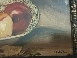 Cuadro bodegón antiguo manzanas