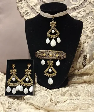 Aderezo Fallera Huertana Oro y Blanco