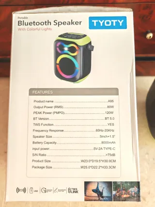 Altavoz 80W Super Bass con Luces LED