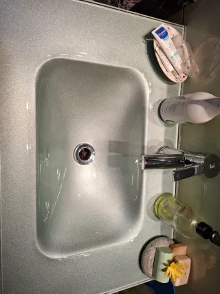 Mueble de baño con lavabo de cristal (sin grifo)