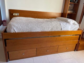Cama nido madera maciza con cajones y colchones