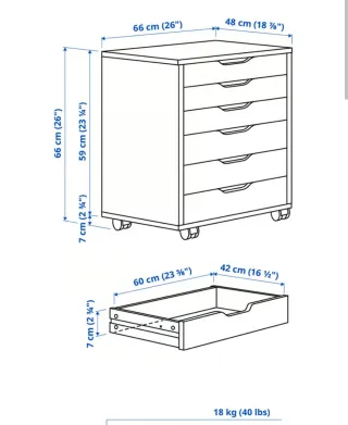Cajonera Ikea Alex con Ruedas