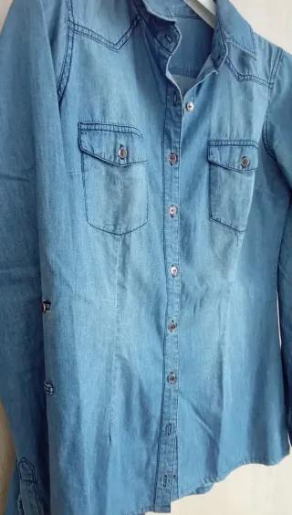 Camisa Vaquera Stradivarius Mujer Azul