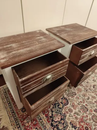 Coppia Comodini Legno e Metallo